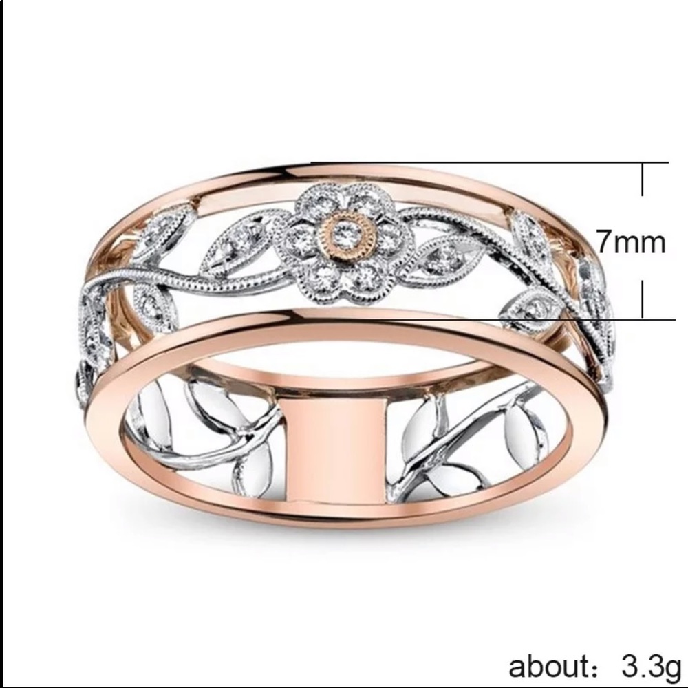 New Rose Gold Rose Flower Diamond Ring - Picture 3 of 5
